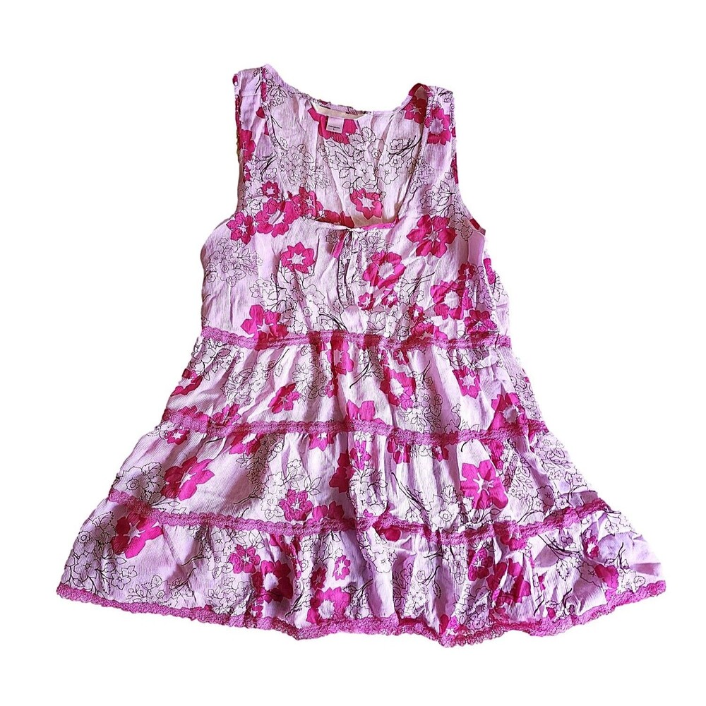 Victoria Secret Pink/Fuchsia Cherry Blossom Design - Baby Doll Nighty - Size L